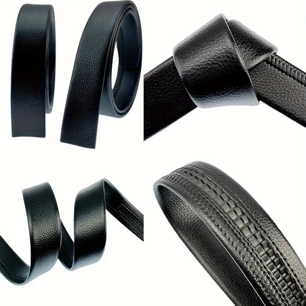 Black Leather Belt with G Buckle - Picture 3 of 8
